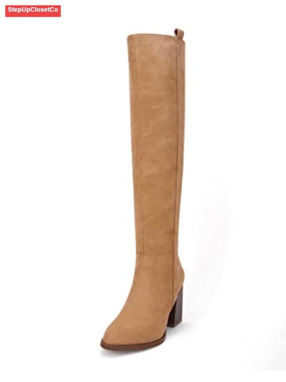 Faux Suede Knee High Chunky Heel Stretch Winter Boots